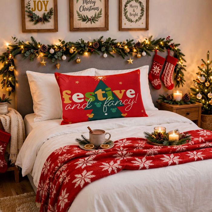 Almohada Reversible Mickey Festive Navidad - 70x50 cm