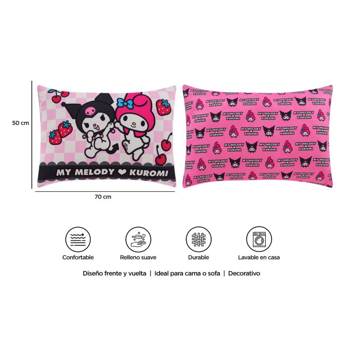 Almohada Reversible Kuromi y My Melody - 70x50 cm