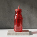 Botella con Popote Traslúcida Roja 1.2 Litros