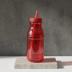 Botella con Popote Traslúcida Roja 1.2 Litros
