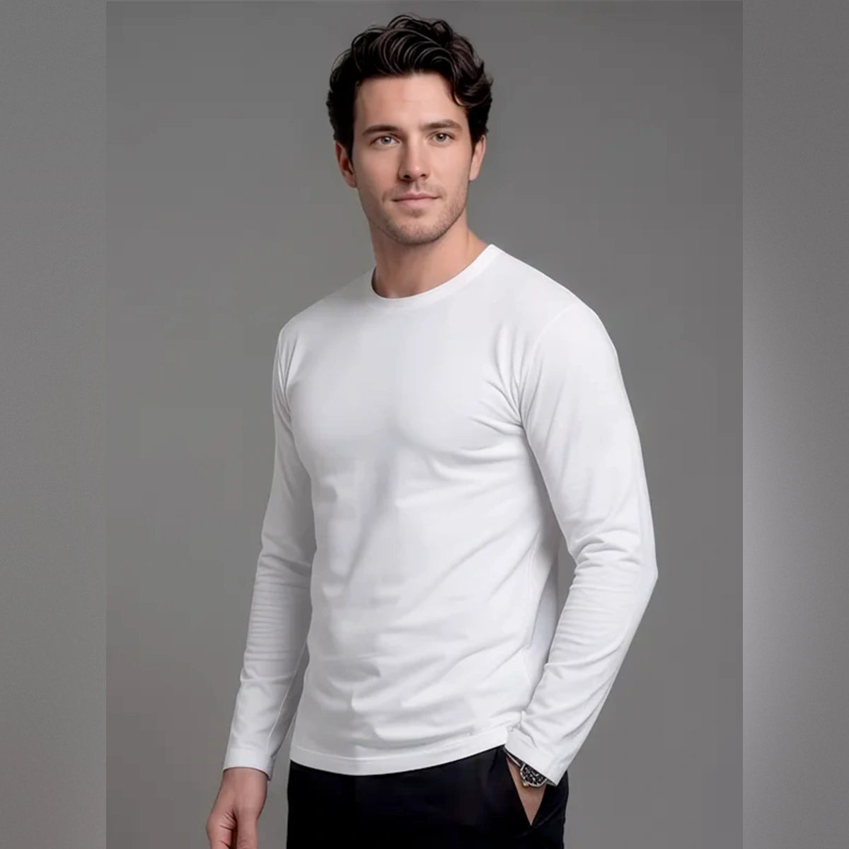 Camiseta Térmica Blanca Beatle Spot Cuello Redondo para Hombre
