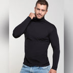 Camiseta Térmica negra Beatle cuello alto para Hombre