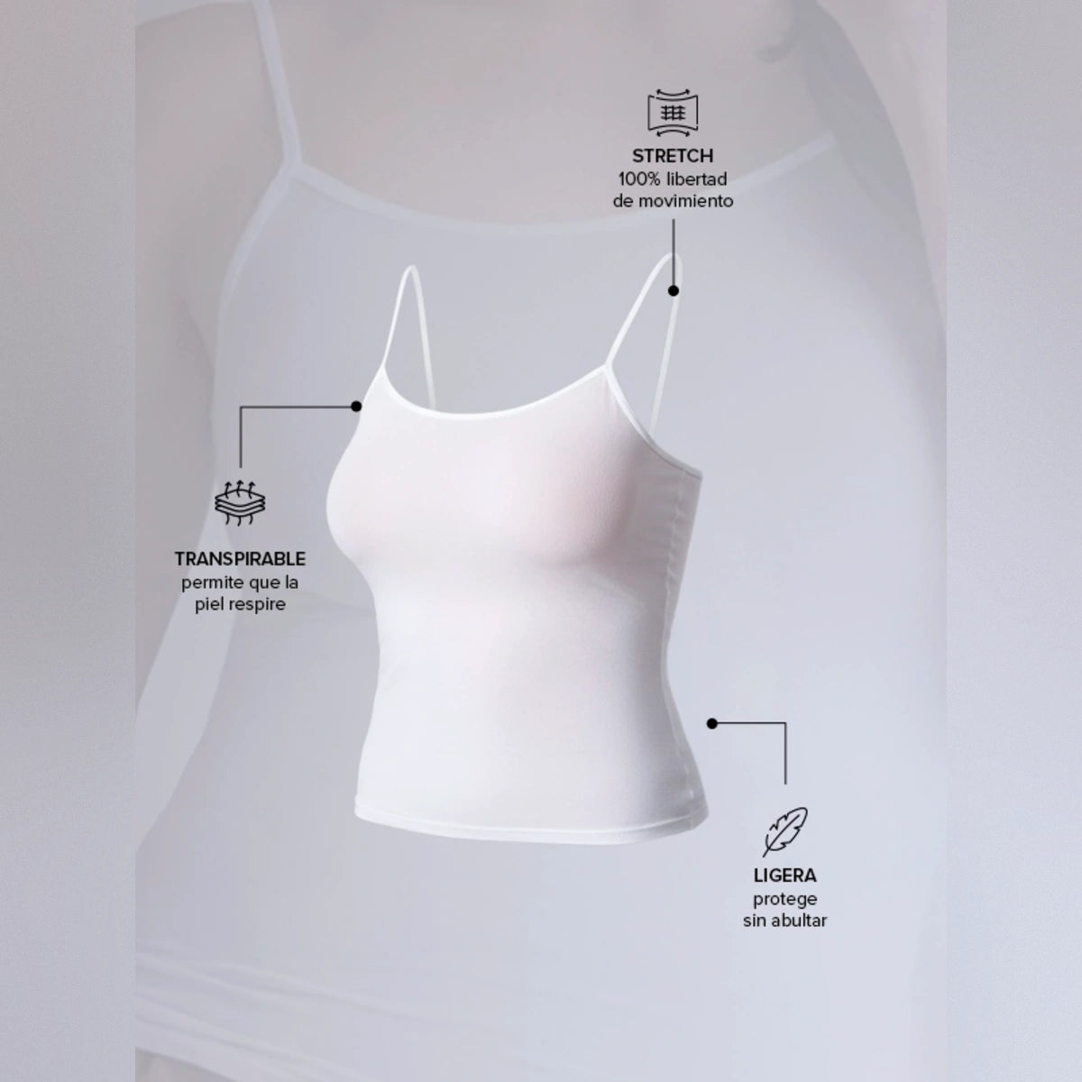Camiseta térmica básica negra de tirantes para Mujer