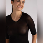 Camiseta térmica básica negra manga corta para Mujer