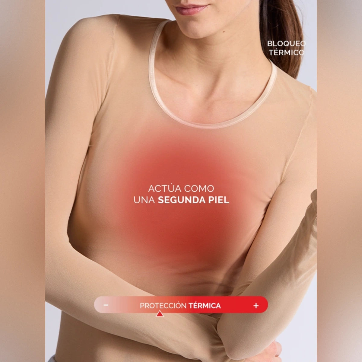 Camiseta térmica básica negra manga larga para Mujer