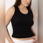 Camiseta térmica básica negra sin manga para Mujer