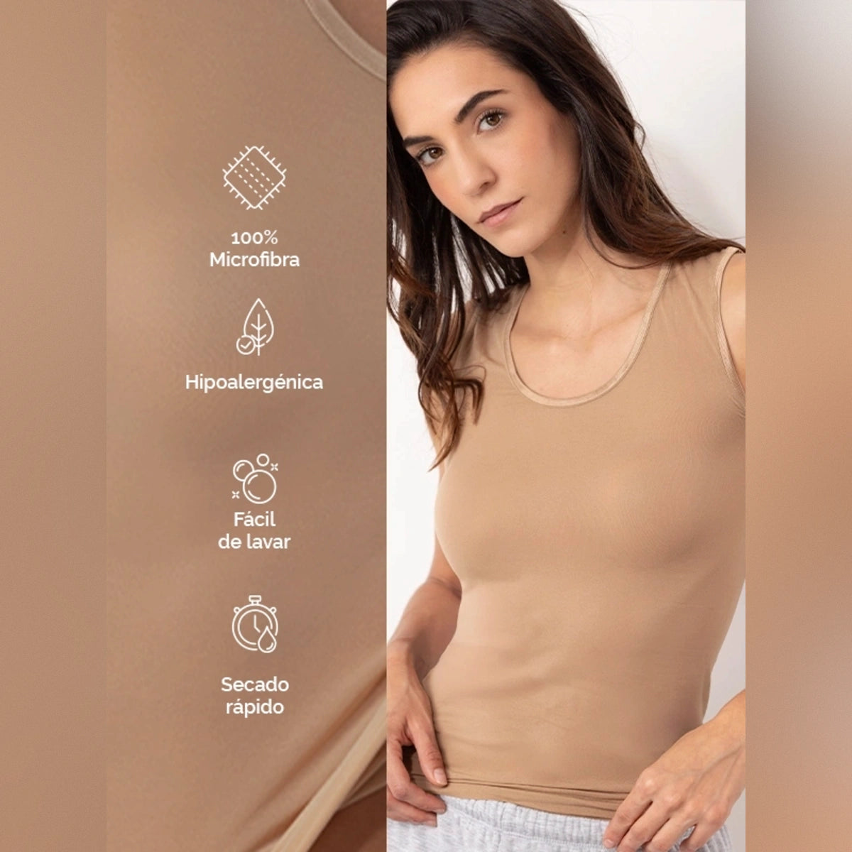 Camiseta térmica básica blanca sin manga para Mujer