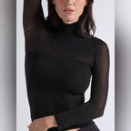 Camiseta térmica Negro cuello Cisne para Mujer