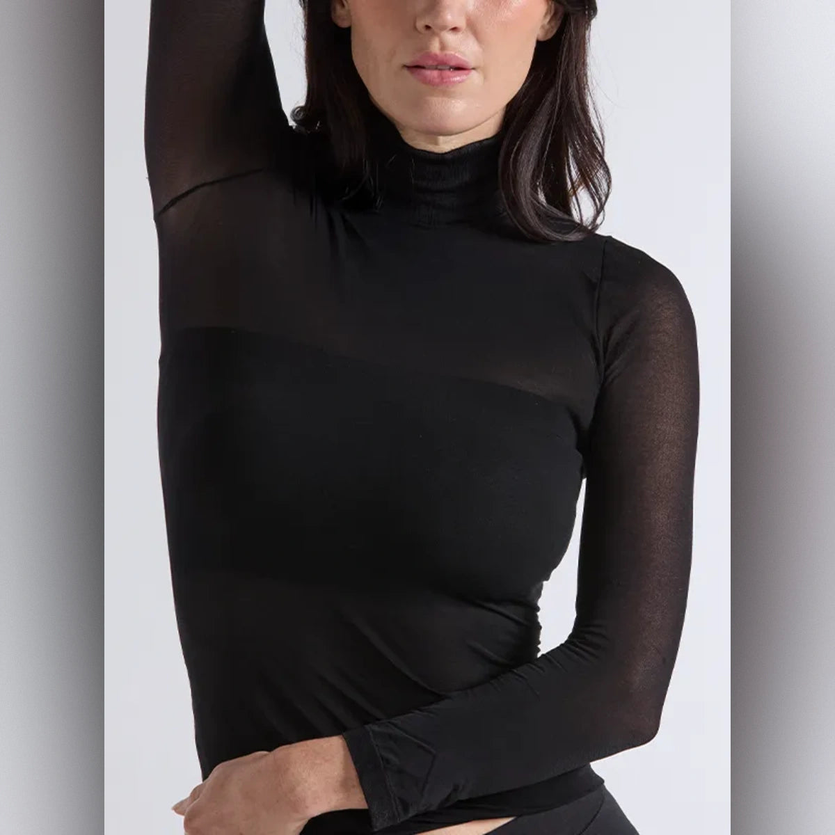 Camiseta térmica Negro cuello Cisne para Mujer