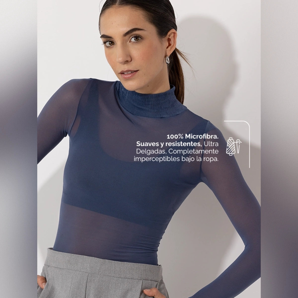 Camiseta térmica Negro cuello Cisne para Mujer