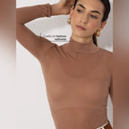 Camiseta térmica Azul cuello Cisne para Mujer