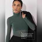 Camiseta térmica Azul cuello Cisne para Mujer