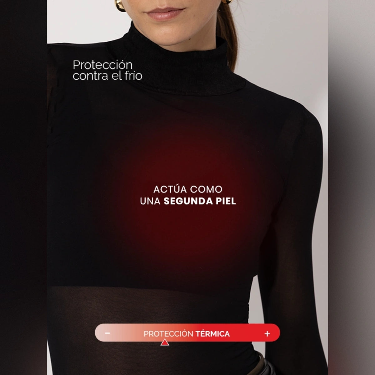 Camiseta térmica Negro cuello Cisne para Mujer