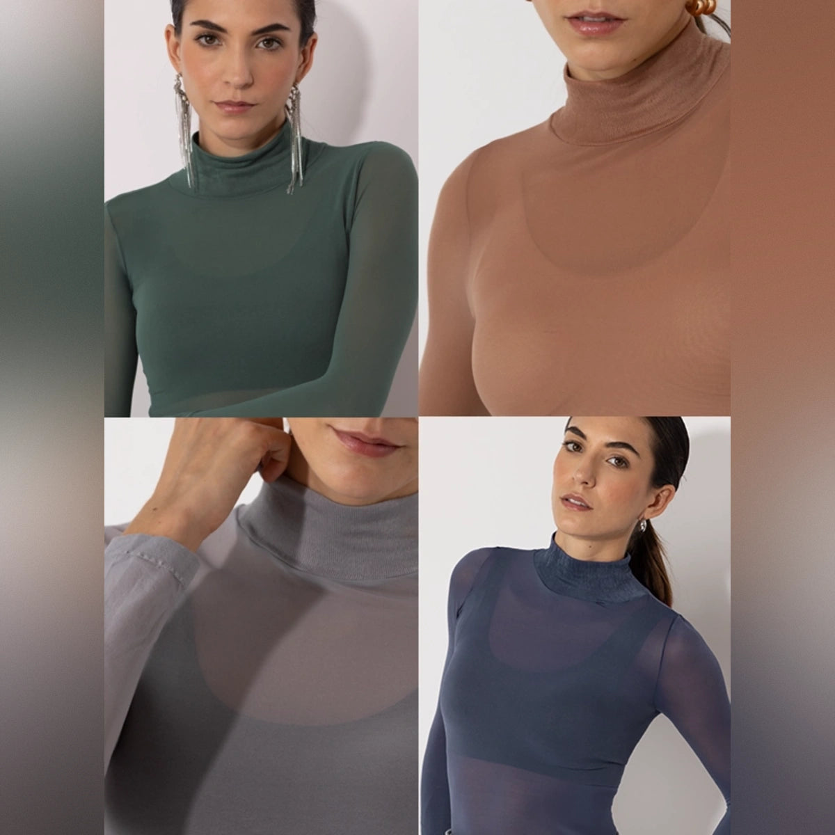Camiseta térmica Gris Plata cuello Cisne para Mujer