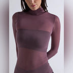Camiseta térmica Ciruela cuello Cisne para Mujer