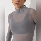 Camiseta térmica Gris Plata cuello Cisne para Mujer