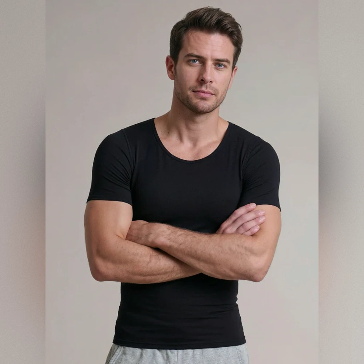 Camiseta térmica negra manga corta para Hombre