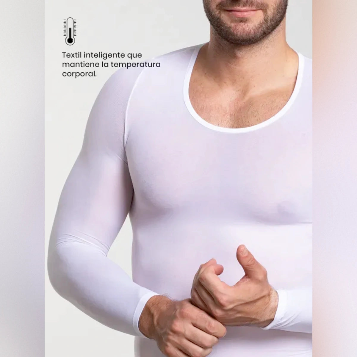 Camiseta térmica blanca manga larga para Hombre