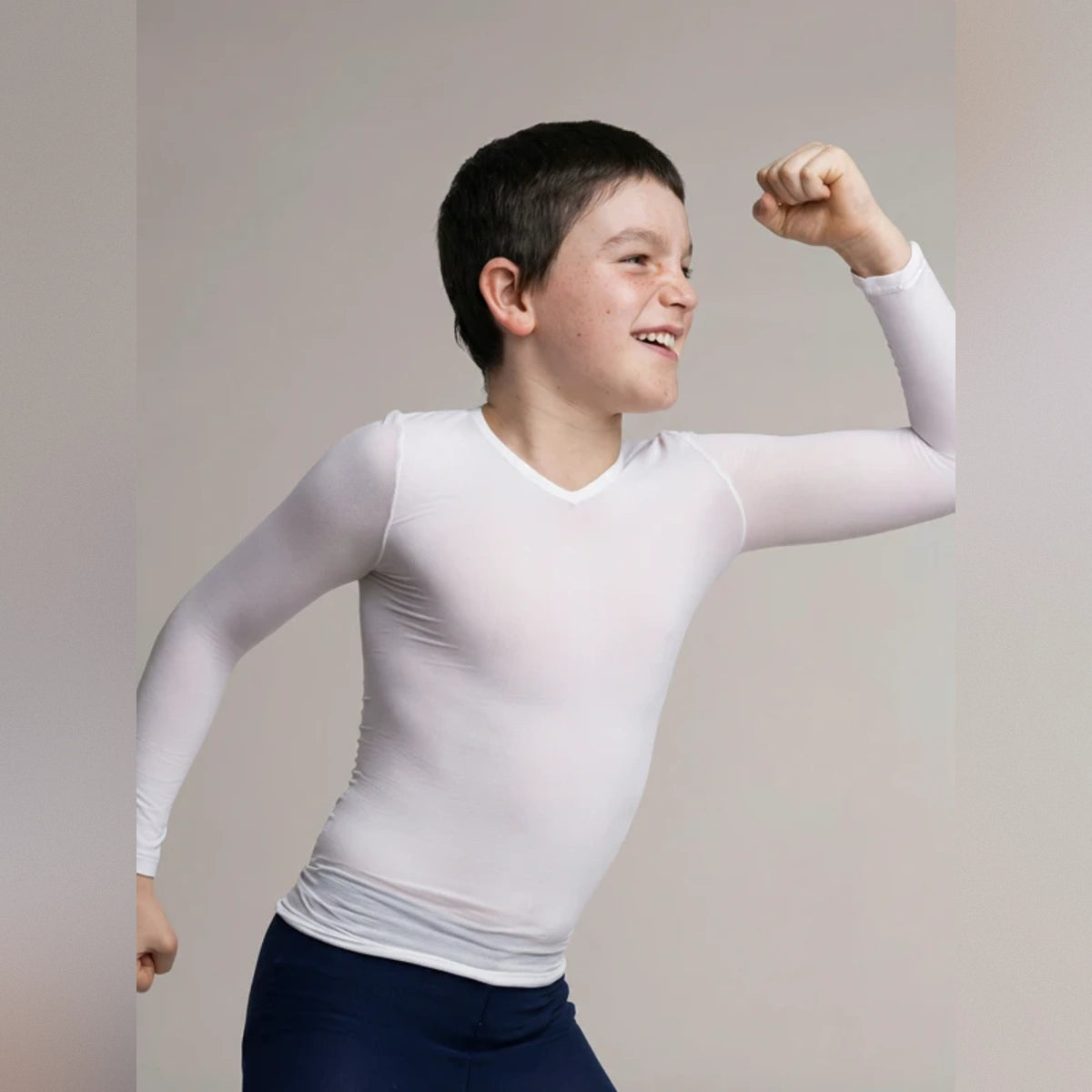 Camiseta térmica unisex KIDS manga larga blanca
