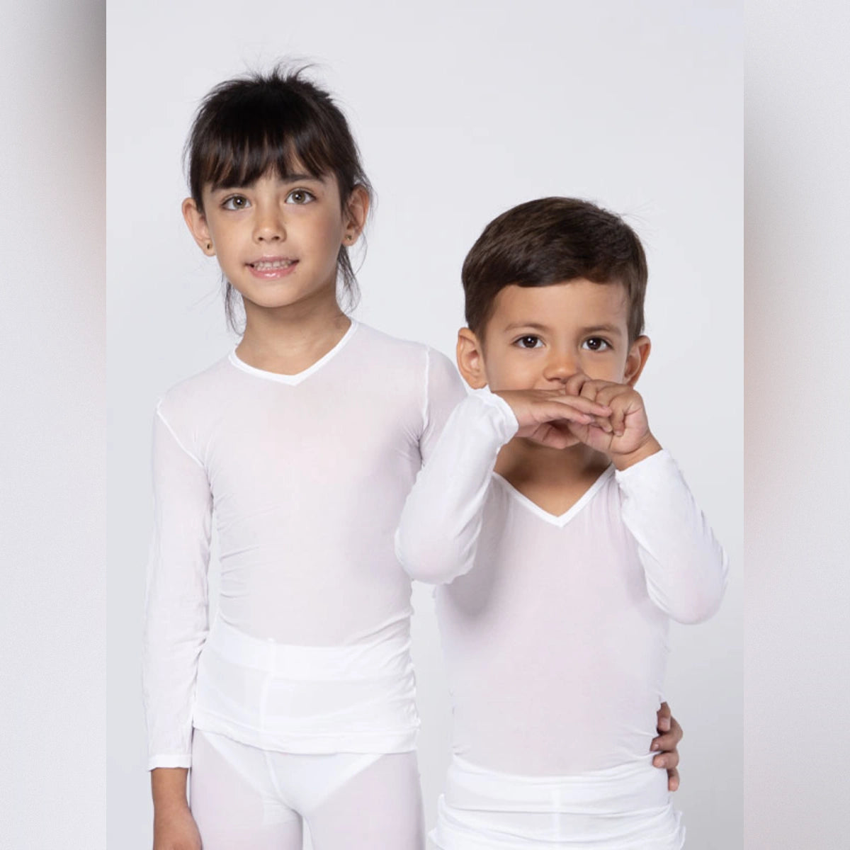 Camiseta térmica unisex KIDS manga larga blanca