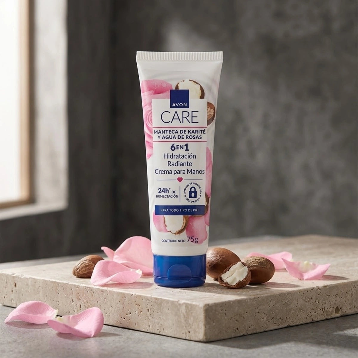 Crema para Manos CARE con Manteca de Karité y Agua de Rosa 75 gr