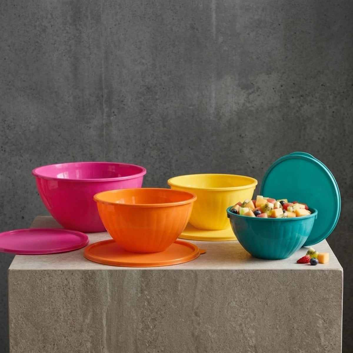 Set 4 Bowls con Tapa Apilables | 1.2 L, 1.8 L, 2.5 L y 4.2 L.