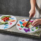 Set de 4 tablas para picar traslúcidas Mariposas | 29.5 cm de diámetro