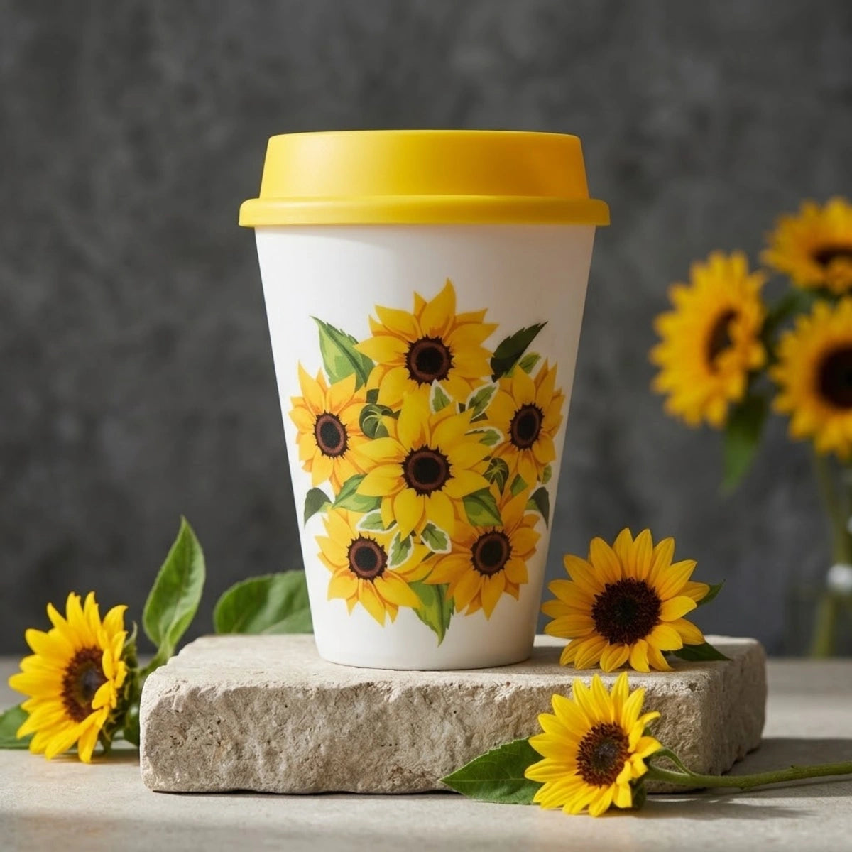 Vaso Reutilizable estampado Girasoles - 280 ml