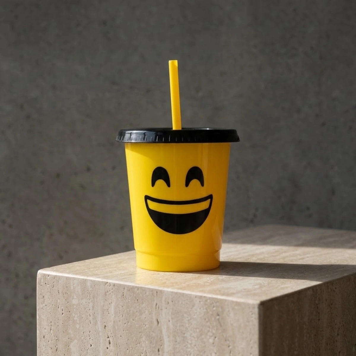 Vaso con popote Mod. Emoji Sonrisa Cap. 473 ml