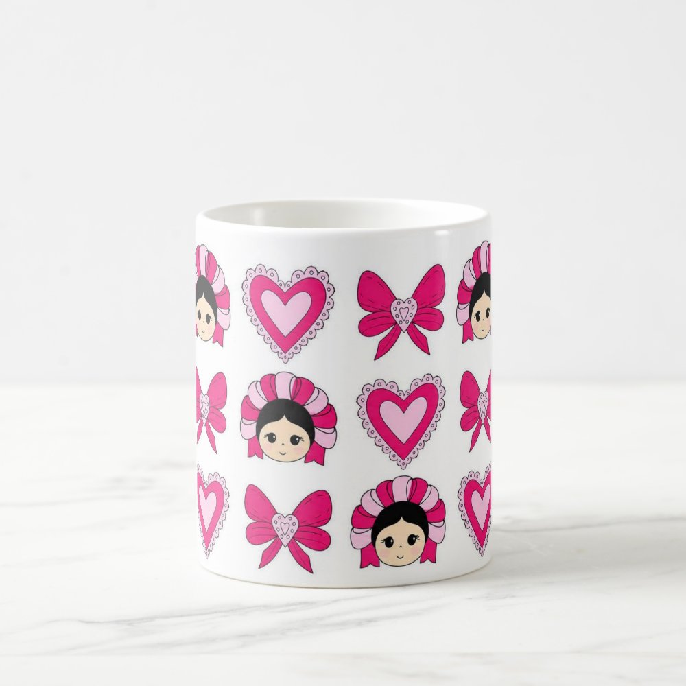 Taza 325 ml - "Colección Muñecas y Amor Rosa"