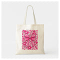 Bolsa tote de lona con diseño de lazo y flores rosas - 35x40 cm