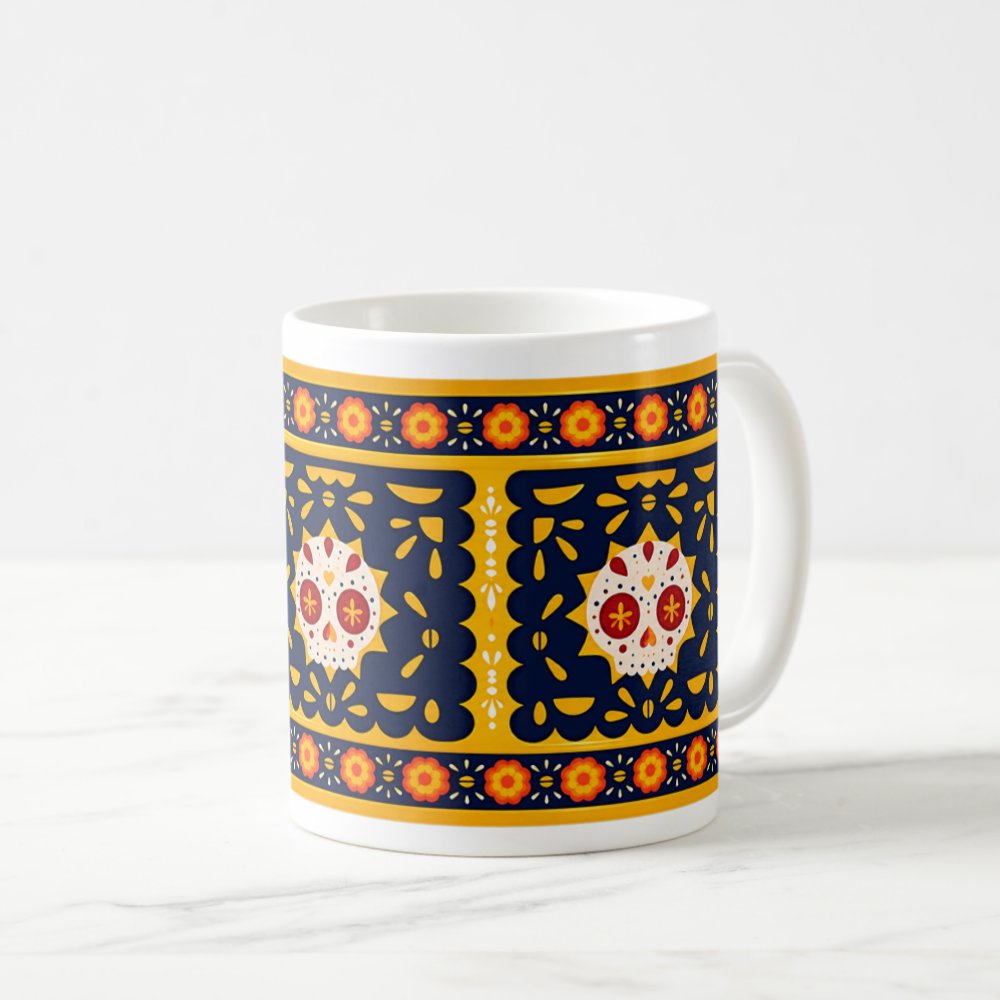 Taza Papel Picado Calaverita Día de Muertos - 325ml