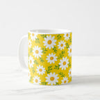 Taza Patrón Margaritas Amarillas Primavera Cerámica - 325ml