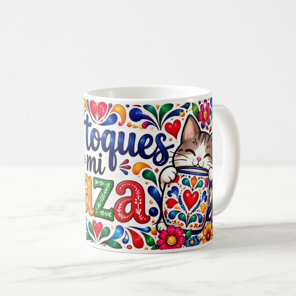 Taza 325 ml - "No Toques Mi Taza - Gato Mexicano Colorido"