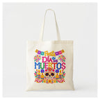 Bolsa tote "Fiesta de Día de Muertos" con diseño colorido de calavera y papel picado - 35x40 cm