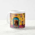 Taza Fachada Colonial Mexicana Colorida Con Bicicleta 325 ml
