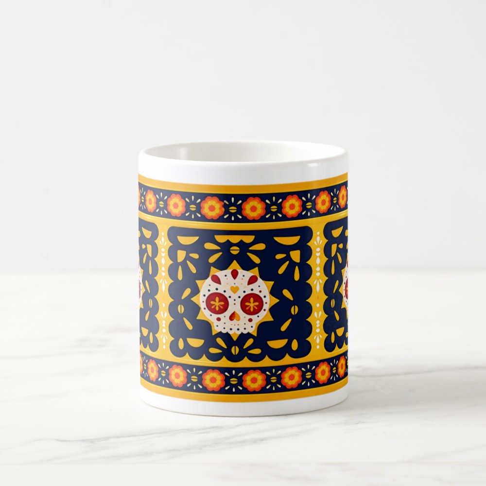 Taza Papel Picado Calaverita Día de Muertos - 325ml