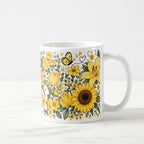Taza Flores Amarillas 21 de Septiembre Rosas Tulipanes y Mariposa - 325 ml