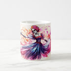 Taza Catrina Danzante Acuarela Día de Muertos Cerámica - 325ml