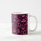 Taza Halloween Neón Rosa Patrón Espeluznante Cerámica - 325ml