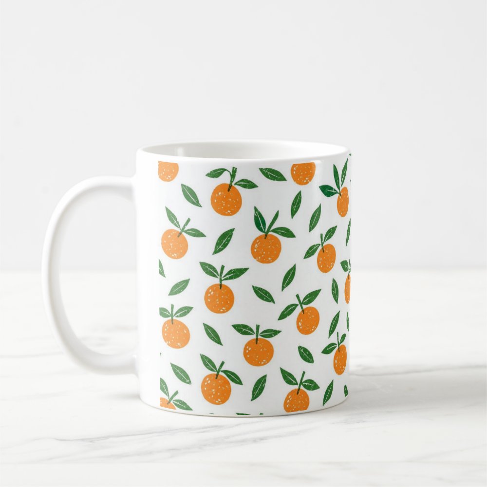 Taza Cerámica Mandarinas Ilustradas Otoño México - 325 ml