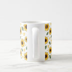 Taza Flores Amarillas 21 de Septiembre Patrón de Girasoles Acuarela