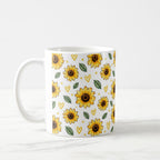 Taza Flores Amarillas 21 de Septiembre Patrón de Girasoles Acuarela