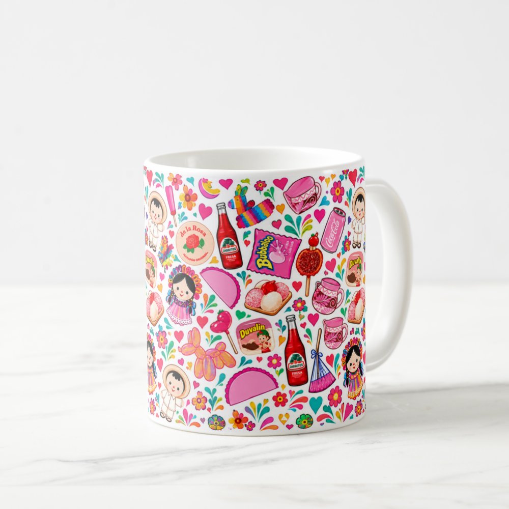 Taza 325 ml - "¡Fiesta Rosa! Dulces y Tradición Mexicana"