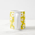 Taza Patrón Margaritas Amarillas Primavera Cerámica - 325ml