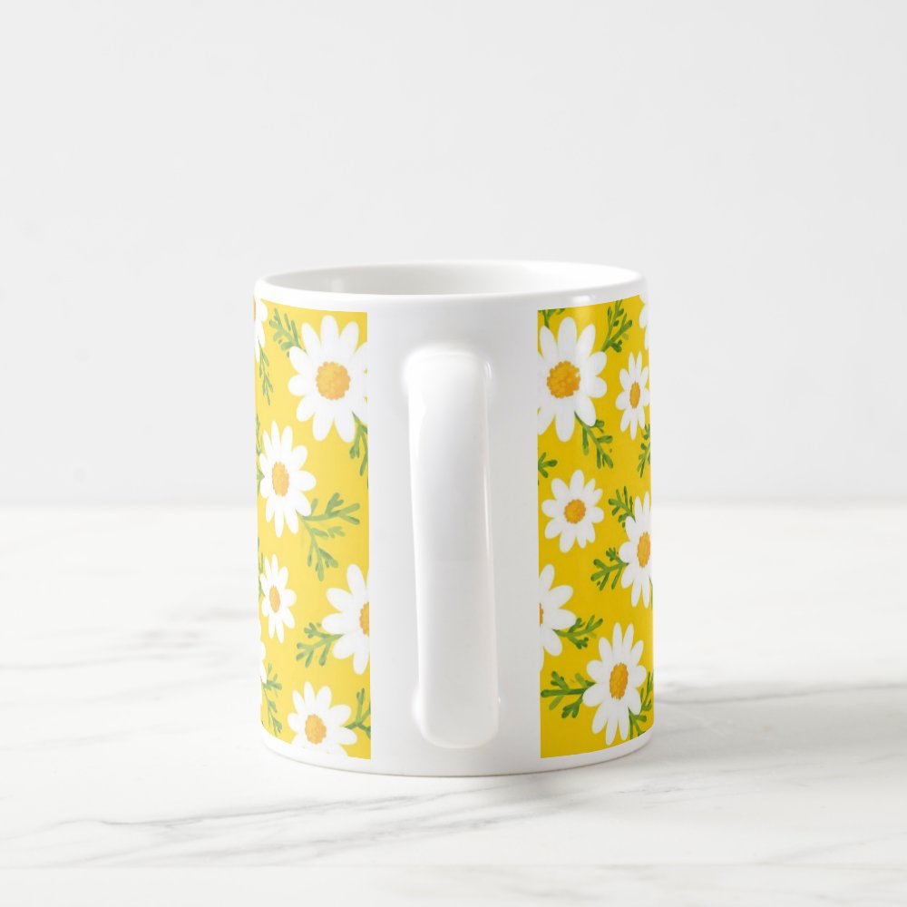 Taza Patrón Margaritas Amarillas Primavera Cerámica - 325ml