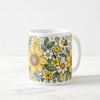 Taza Flores Amarillas 21 de Septiembre Girasoles y Abejita - 325 ml