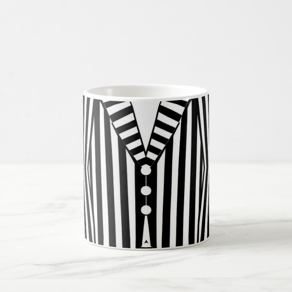 Taza Rayas Blanco y Negro Estilo Beetlejuice Halloween 325ml