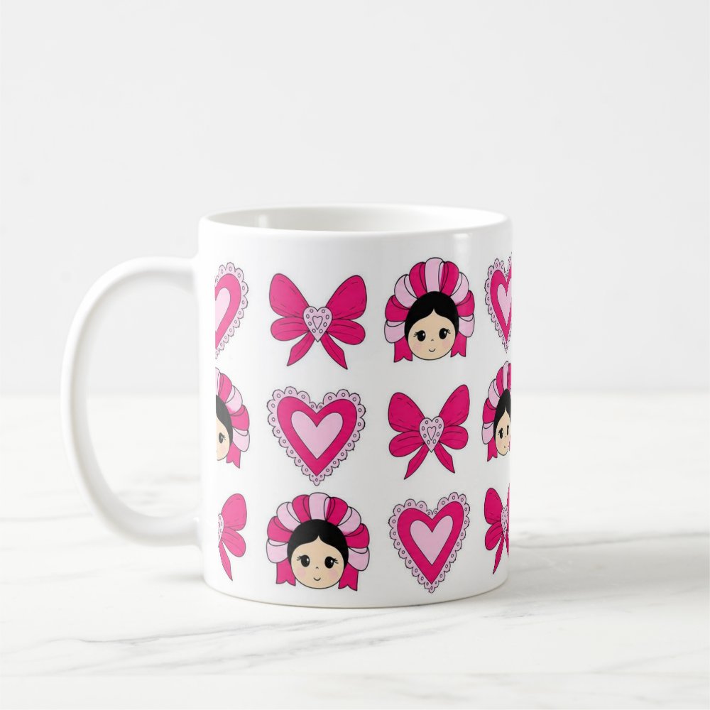 Taza 325 ml - "Colección Muñecas y Amor Rosa"