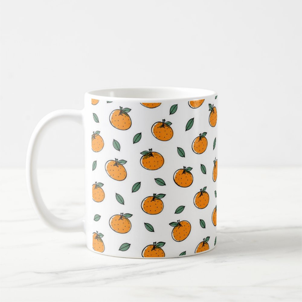 Taza Mandarinas Ilustración Minimalista Garabato Temporada - 325ml